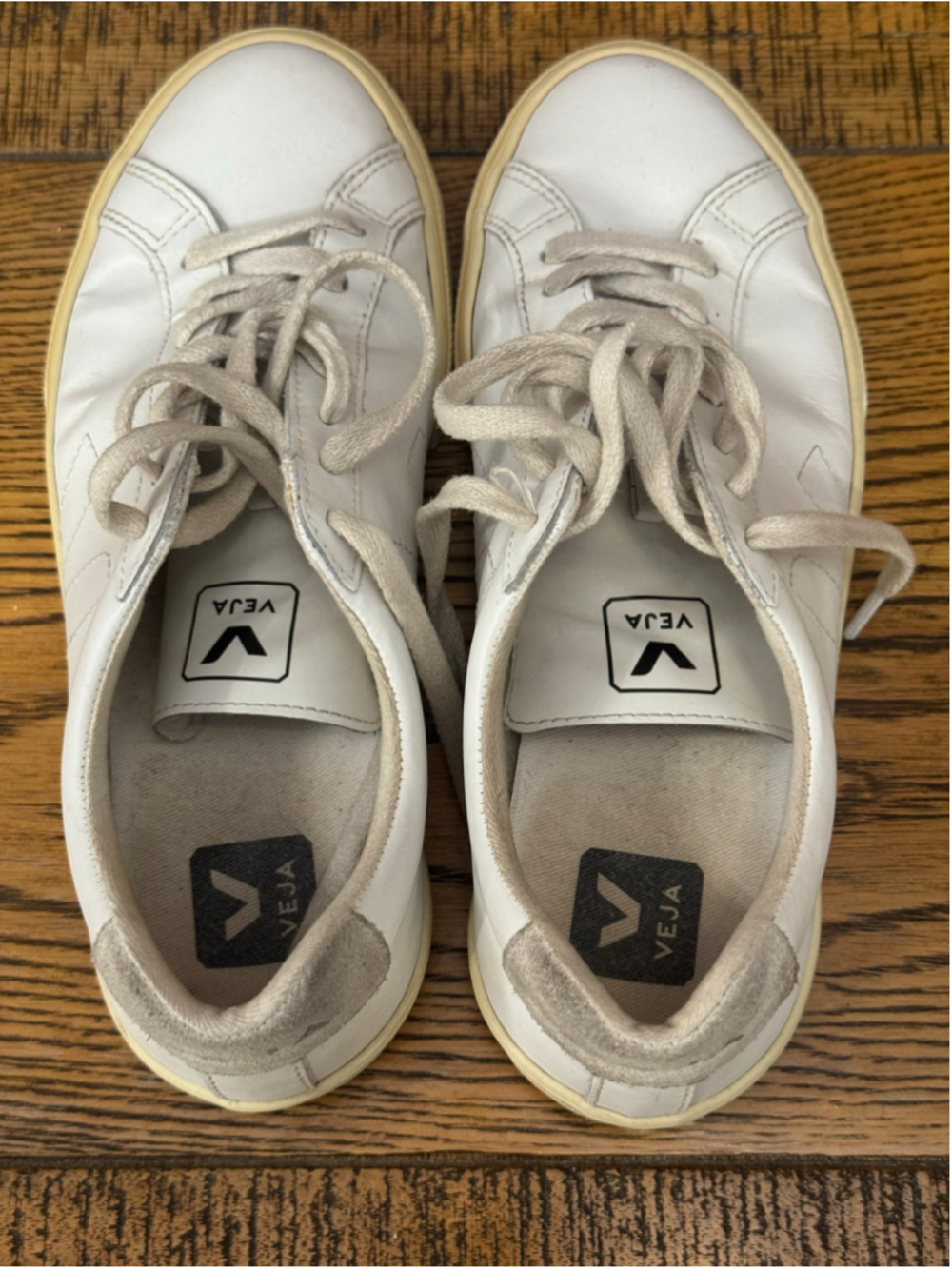 Veja Esplar Leather Sneakers White Grey Suede Heel Stitched V Logo EU 39 US 8 - Picture 6 of 8